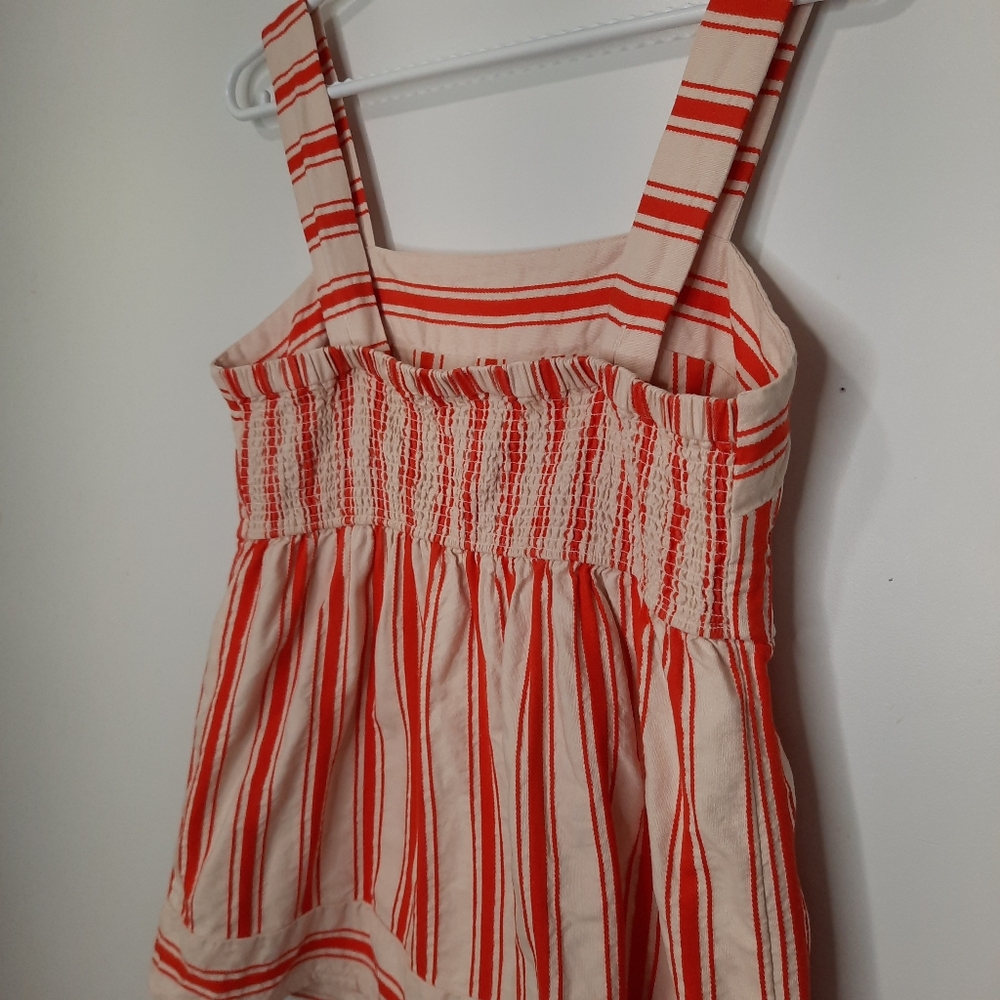 Cabi Brunch Tank Top Sleeveless Cotton Linen Cream Orange Stripe Womens Size S - Picture 10 of 13